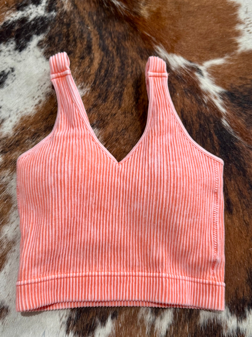 Washed Ribbed Padded Bra