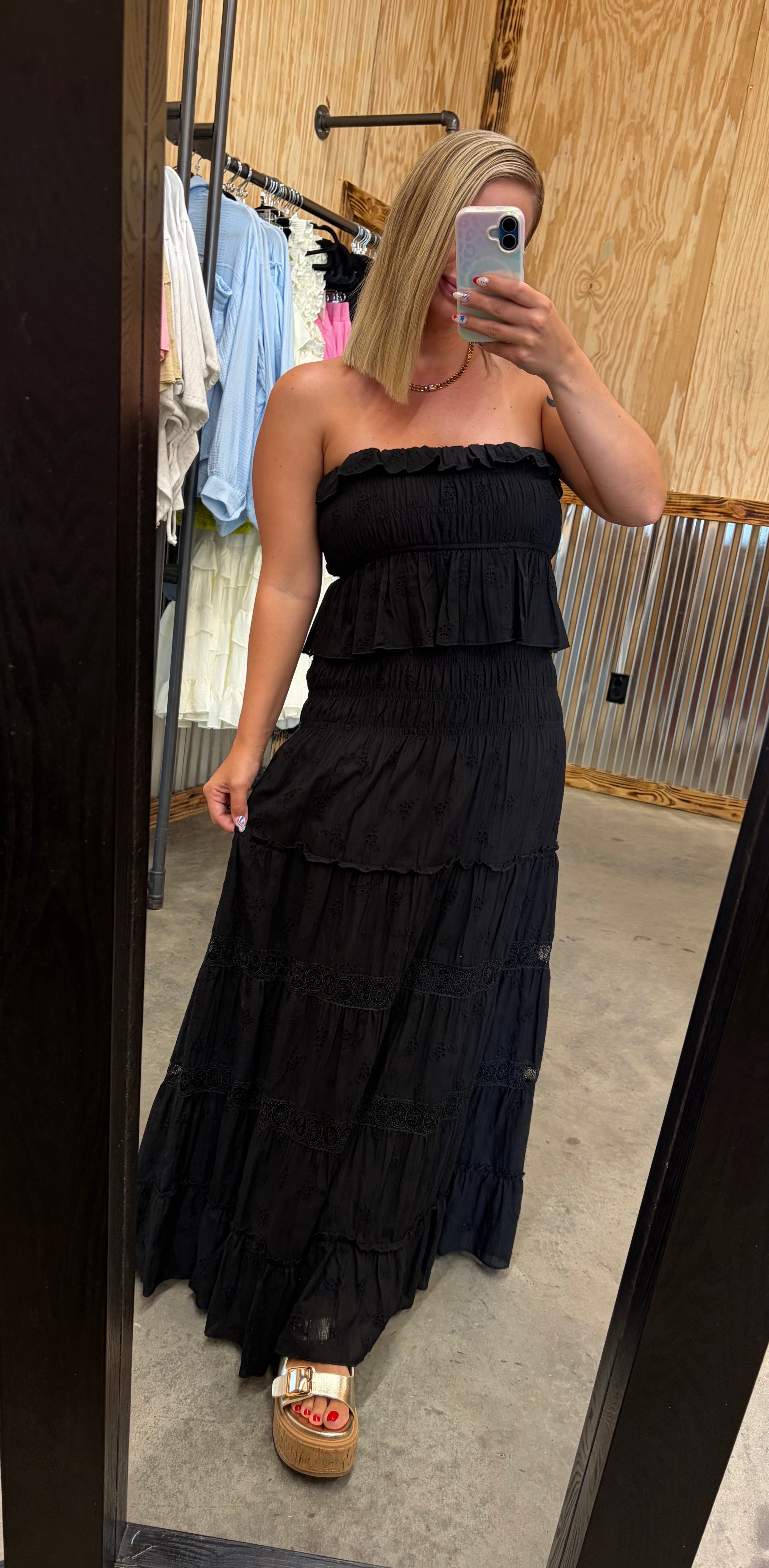 Strapless Tiered Maxi Dress
