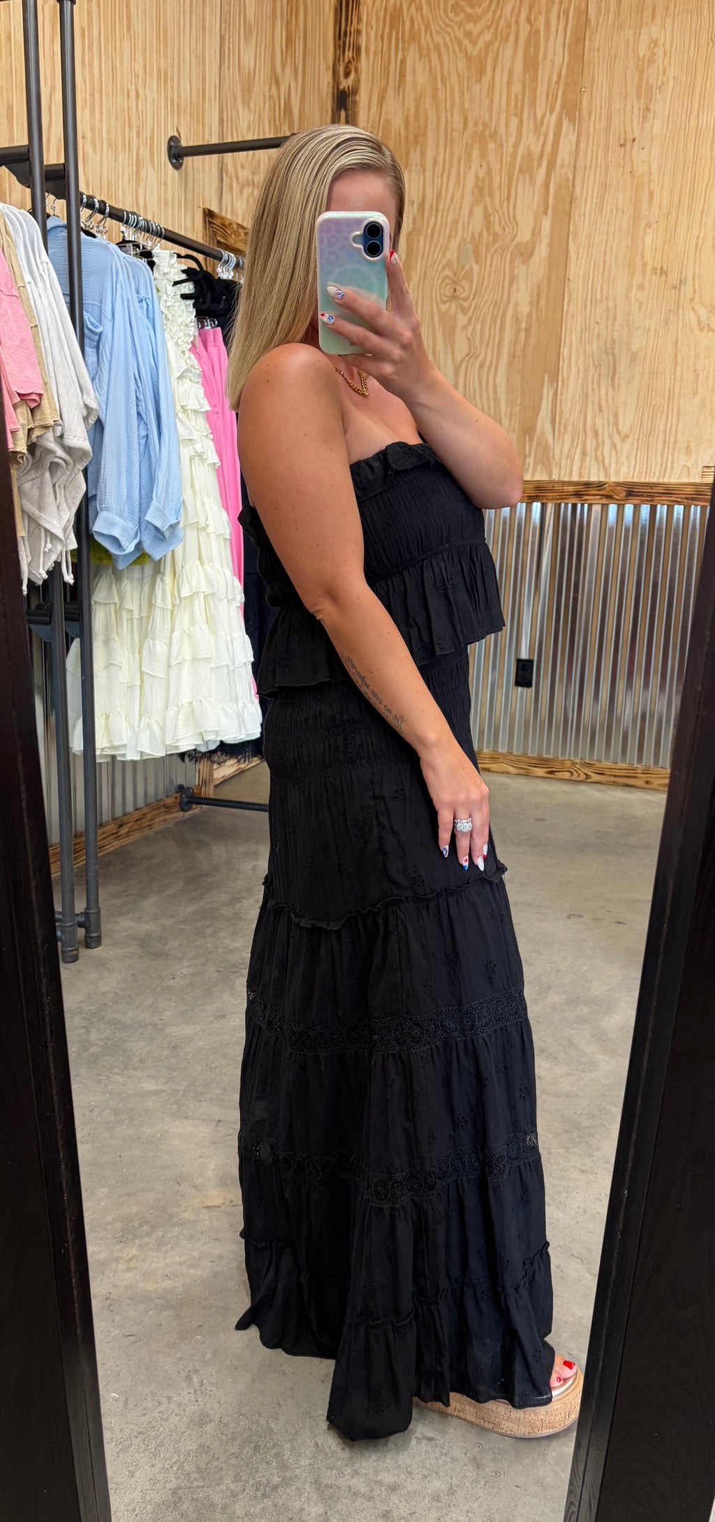 Strapless Tiered Maxi Dress