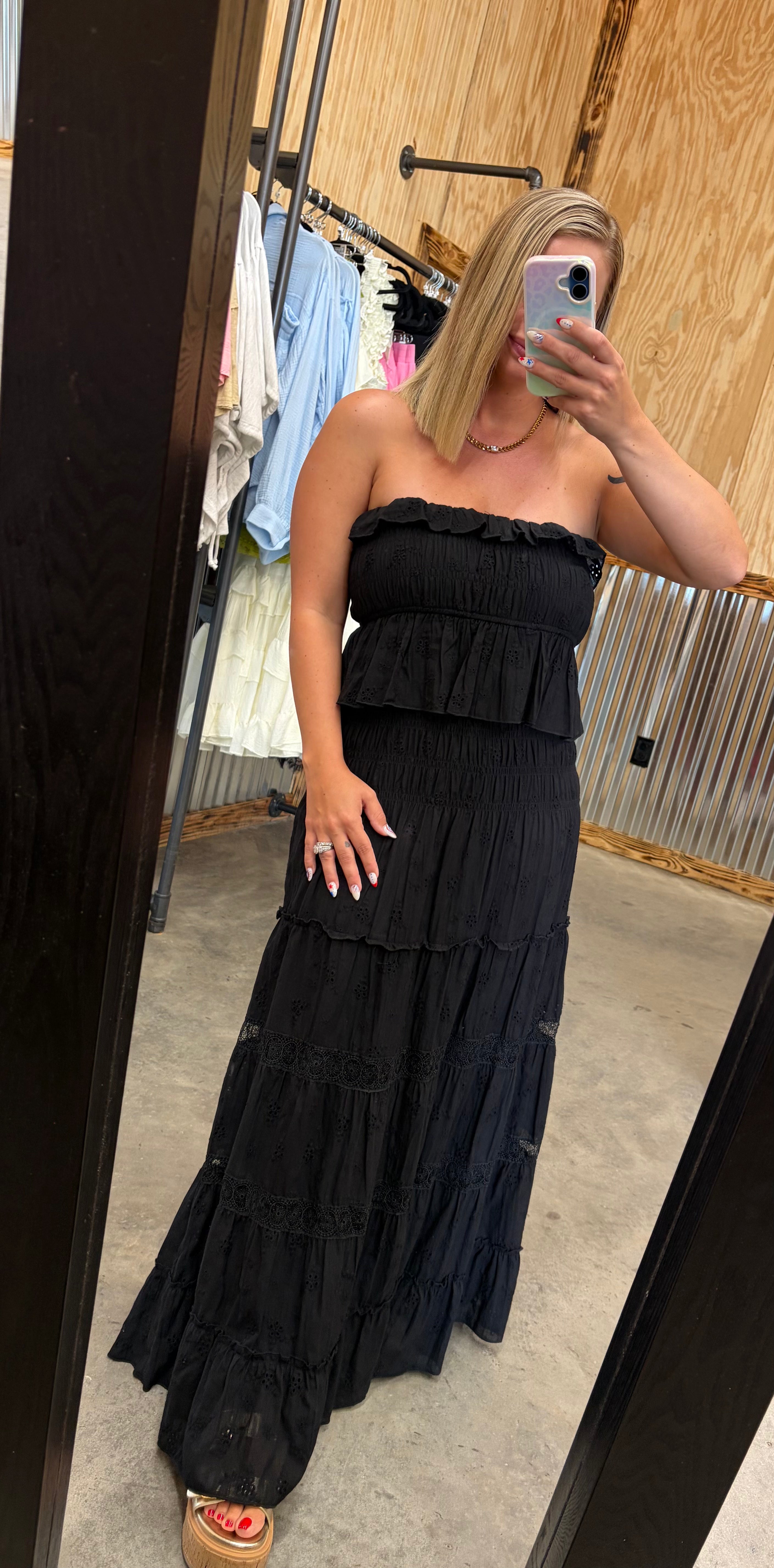 Strapless Tiered Maxi Dress