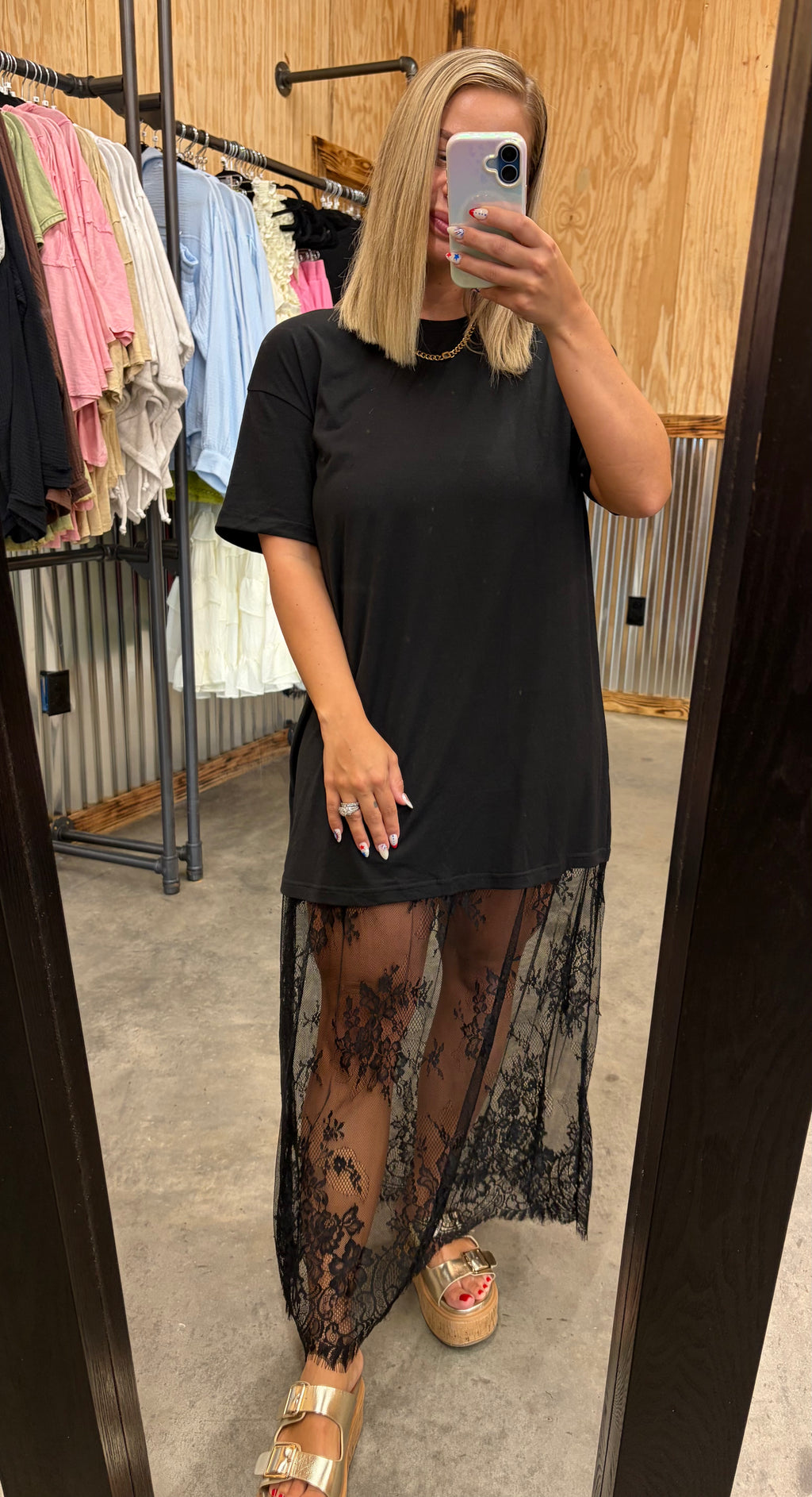 Lace T-Shirt Maxi Dress