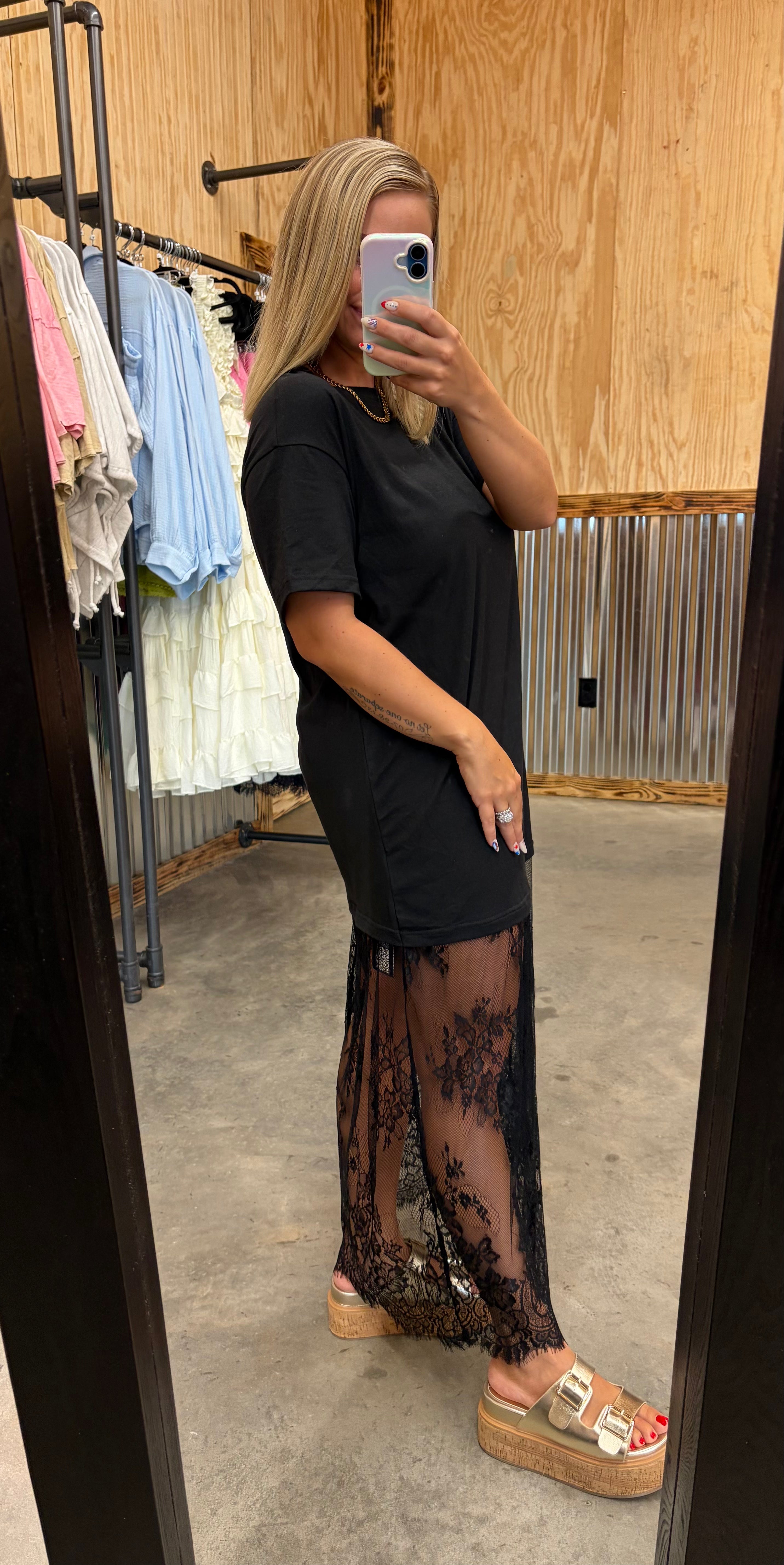 Lace T-Shirt Maxi Dress