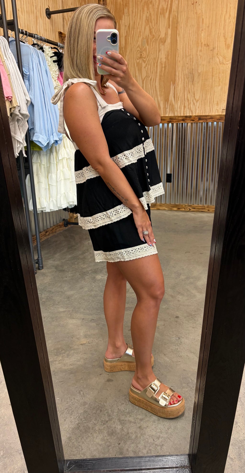 Lace Top & Shorts Set w/ Bow Straps