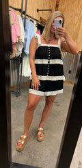 Lace Top & Shorts Set w/ Bow Straps