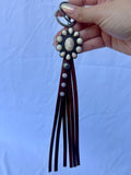 Cream Stone Key Chain/Purse Charm w/ Fringe