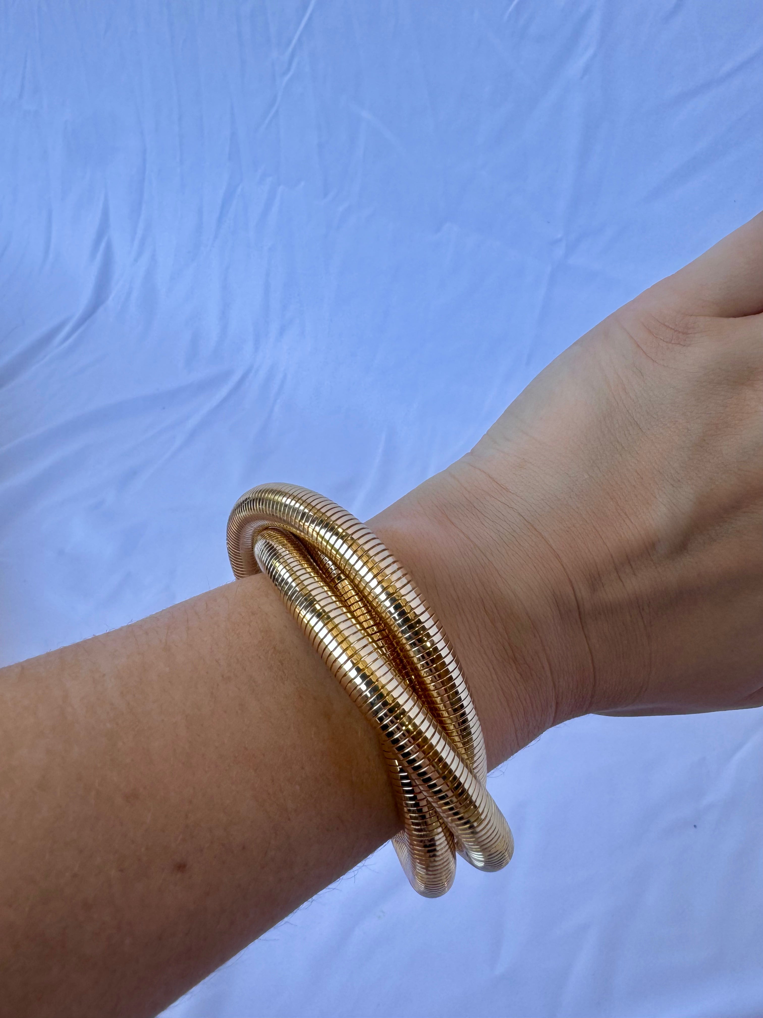 Large Stretchy Twisted Gold Bracelet