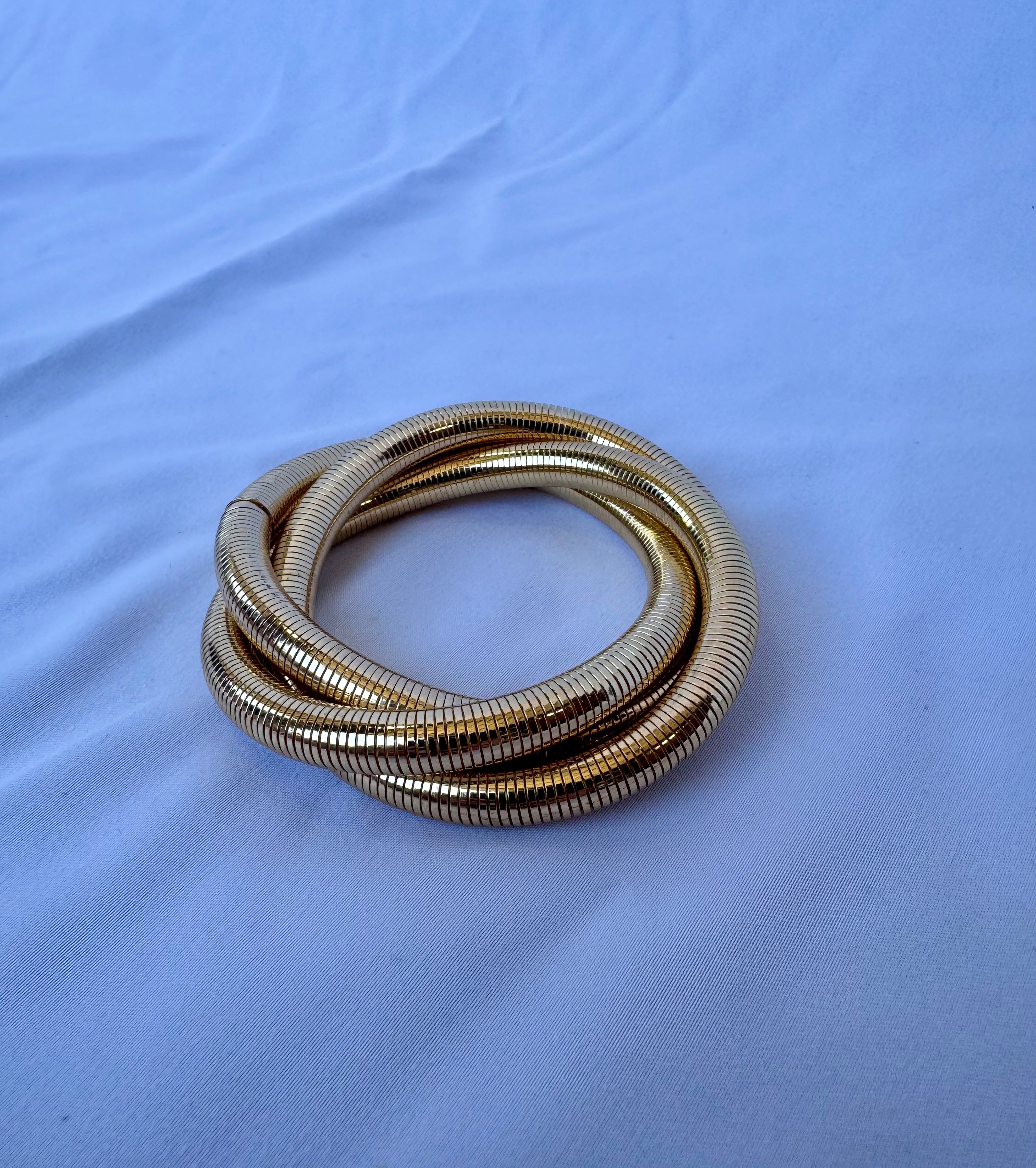 Large Stretchy Twisted Gold Bracelet
