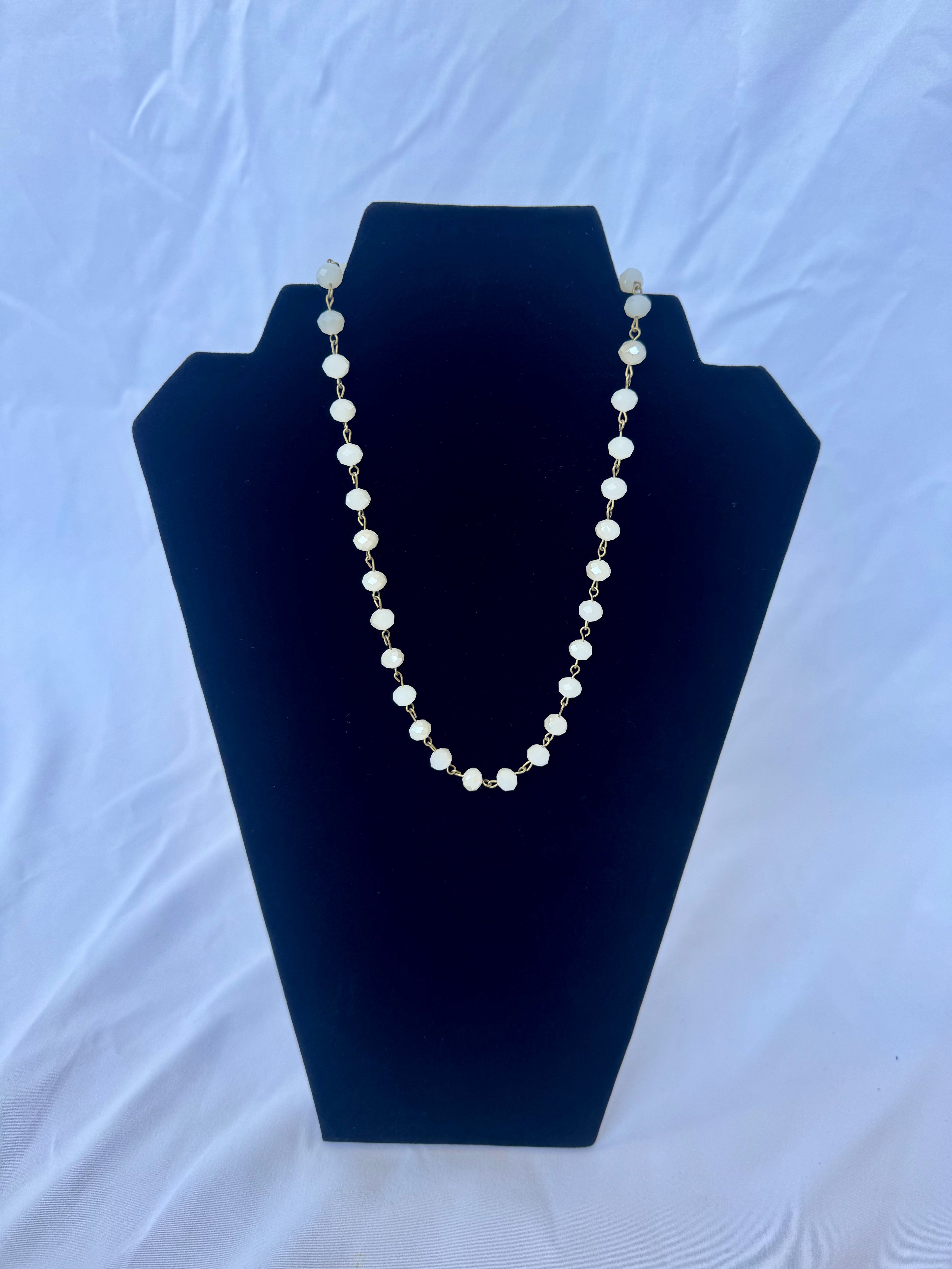 Large White Beaded Necklace