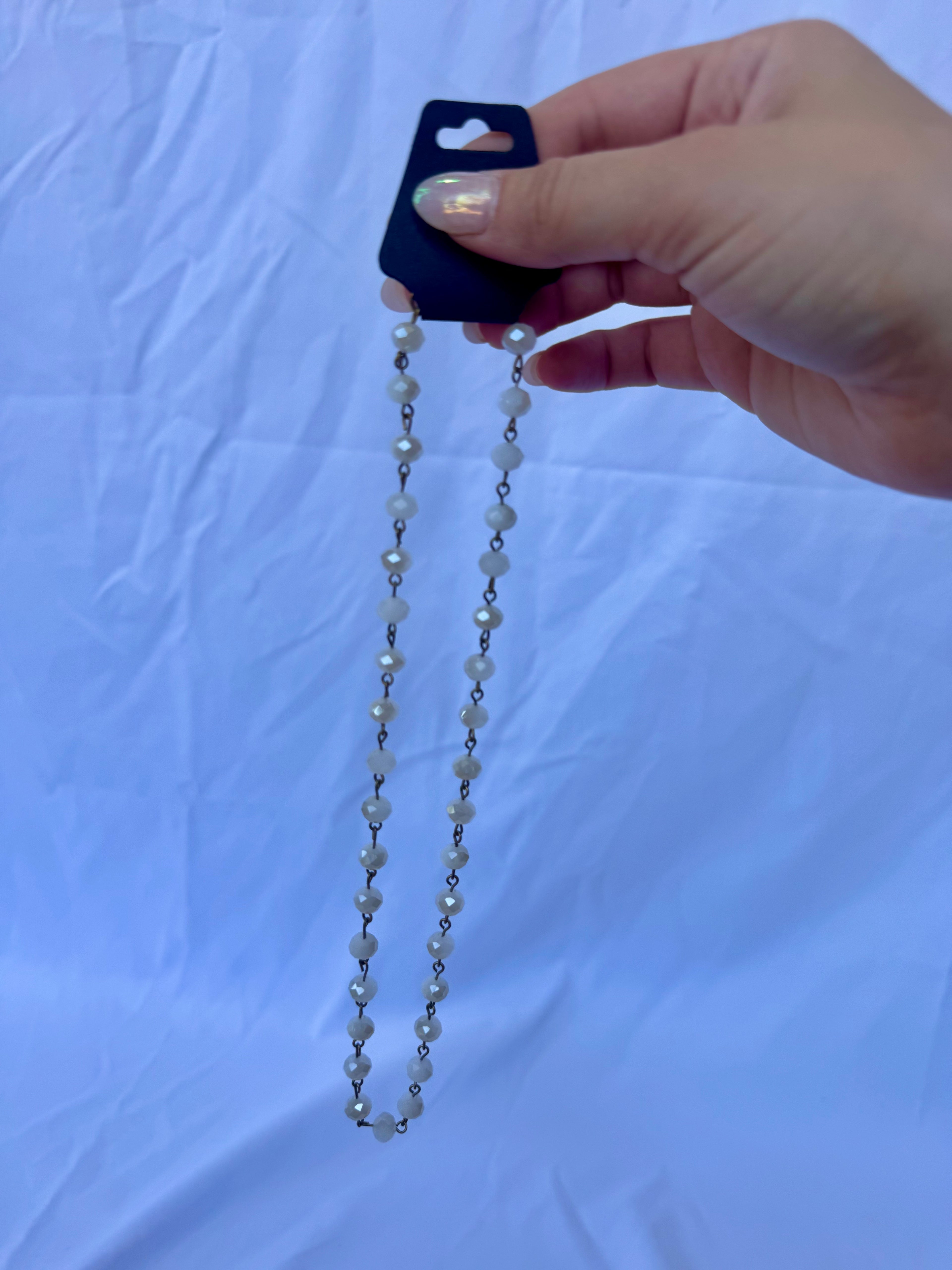 Large White Beaded Necklace