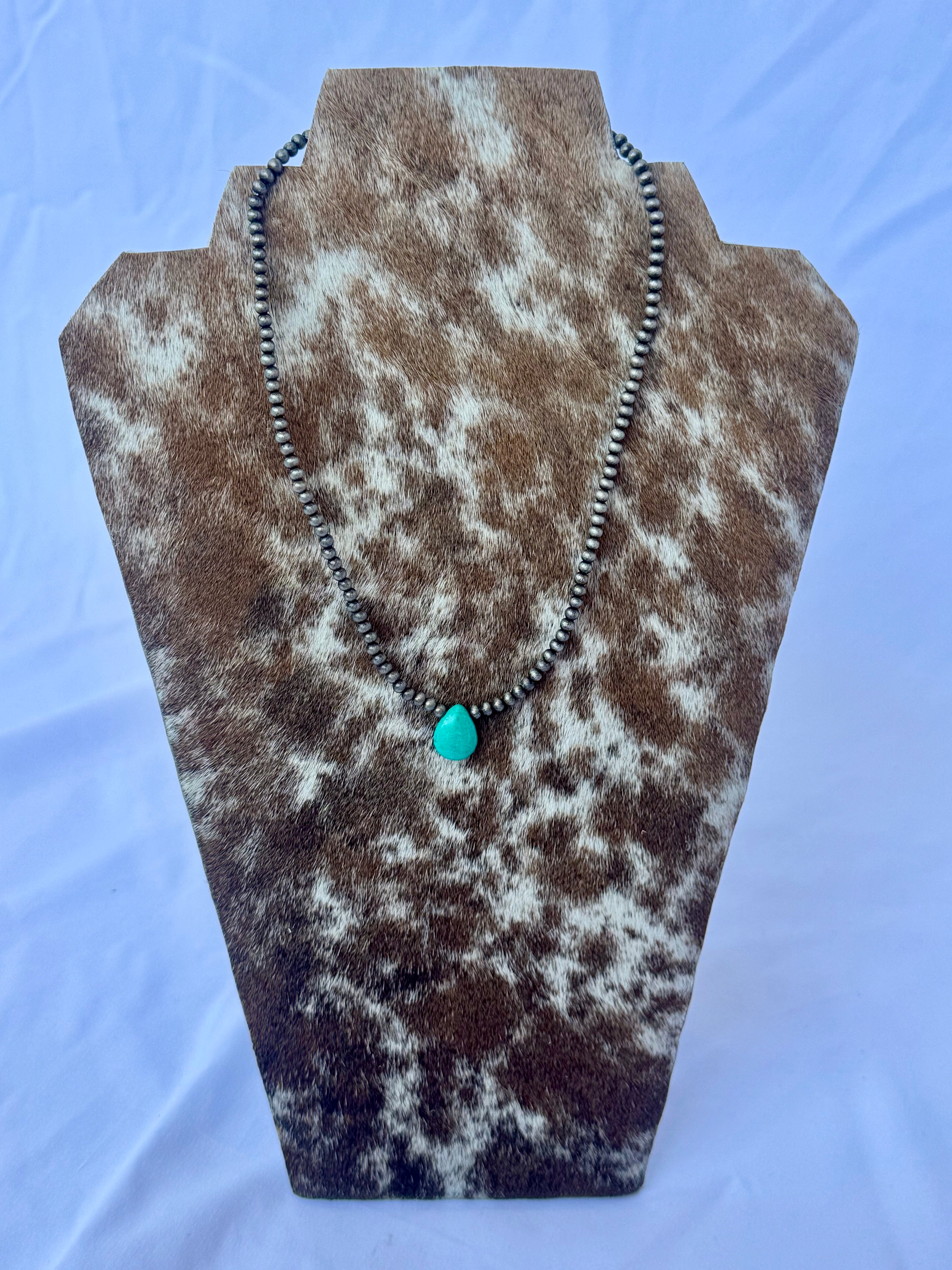 Gun Metal Necklace w/ Turquoise Stone