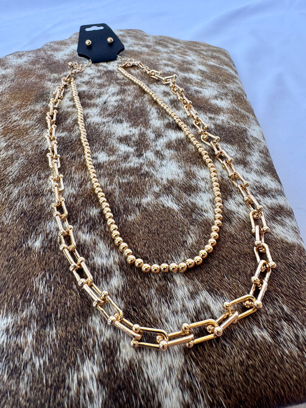 Layered Gold Necklace & Earring Set