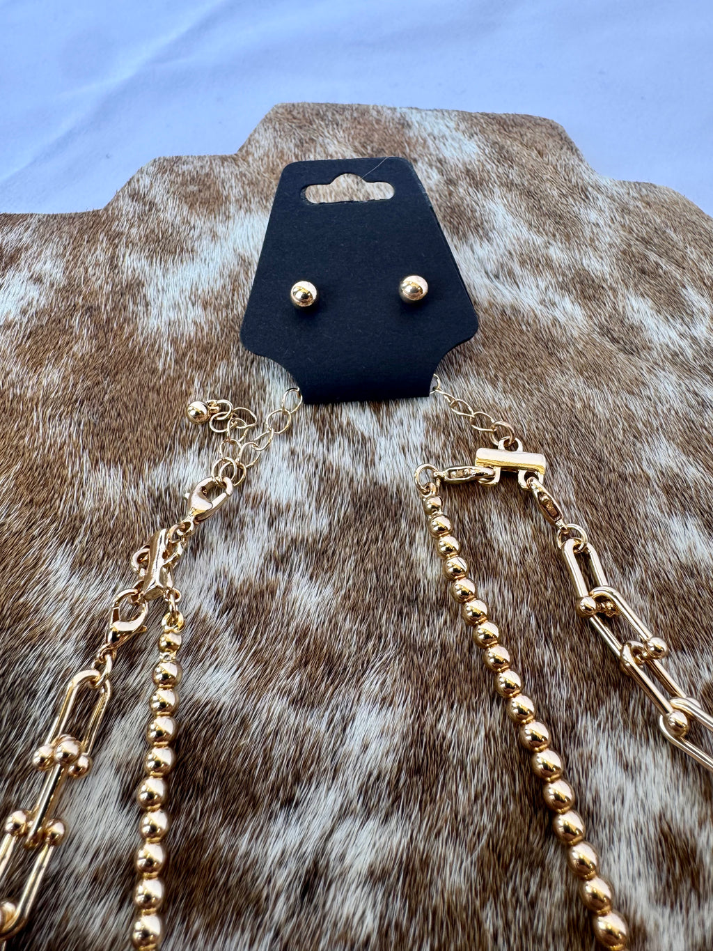 Layered Gold Necklace & Earring Set