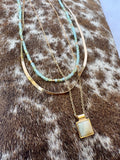 Layered Beachy Necklace w/ Light Blue Stone
