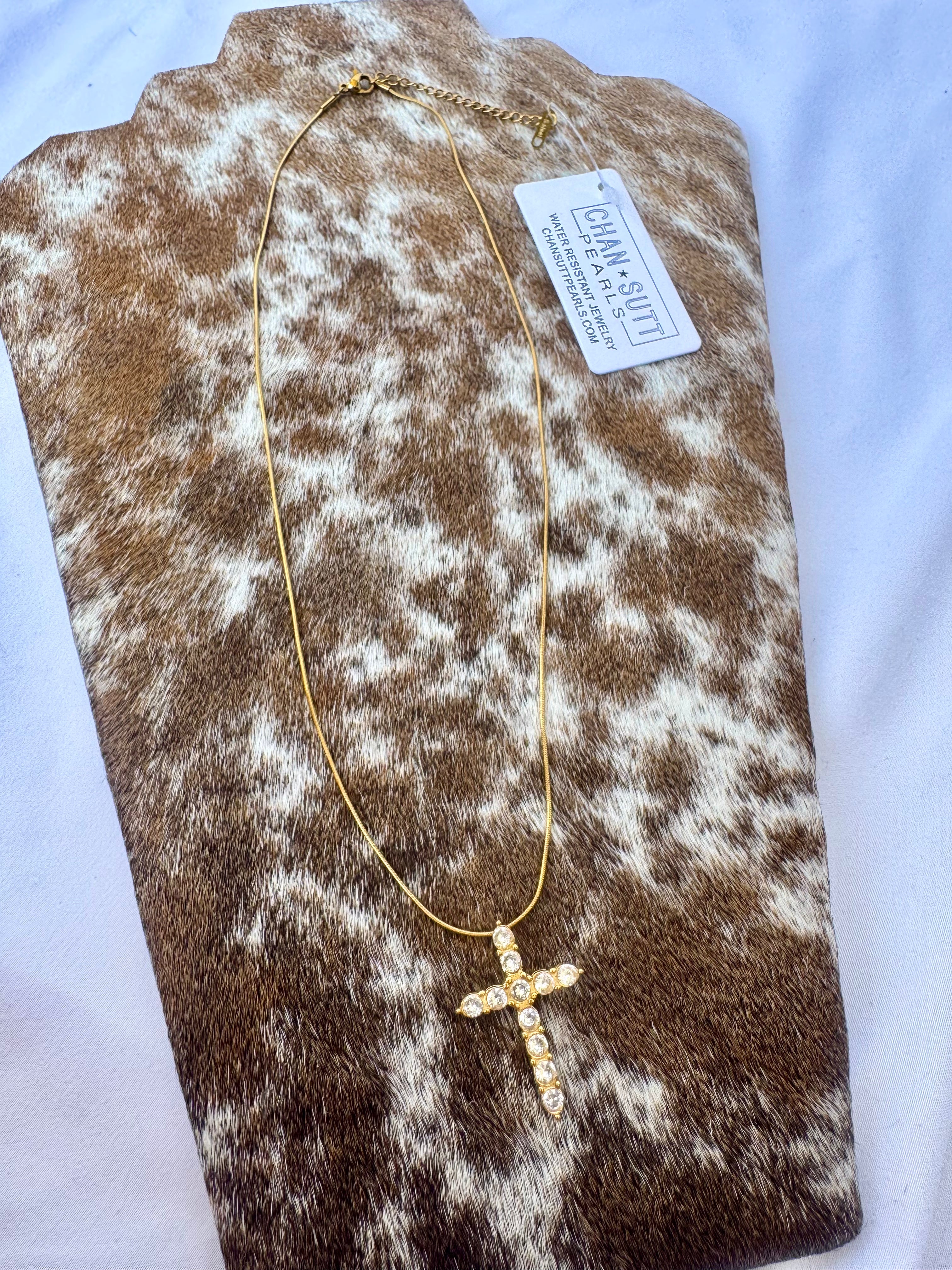 Chansutt Pearls XL Diamond Cross Necklace