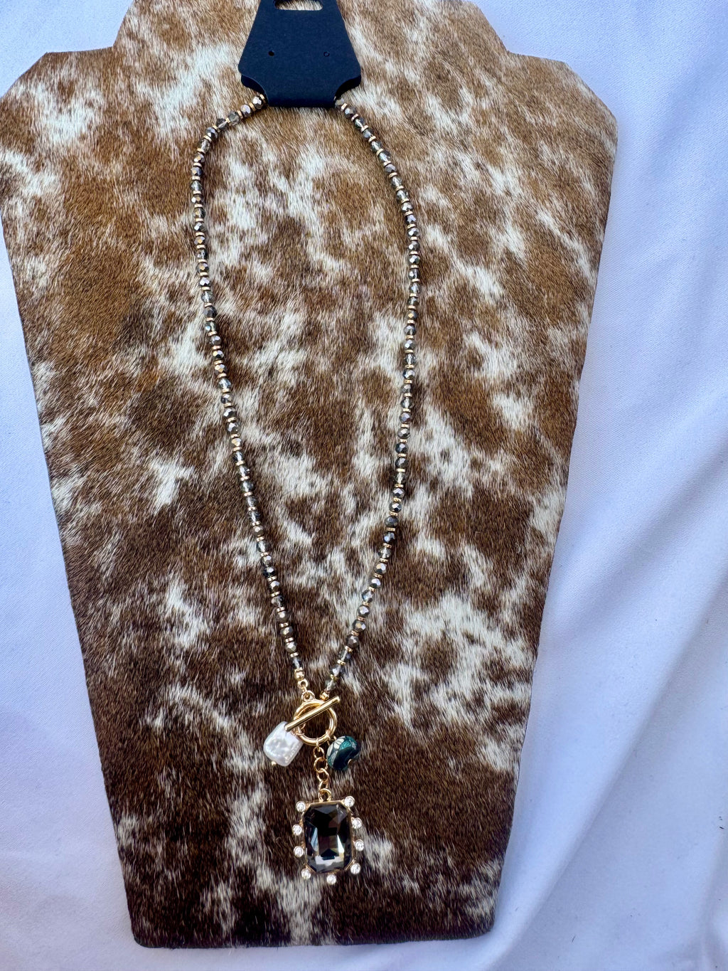 Gun Metal Charm Necklace