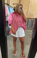 Striped Button Down Oversized Shirt