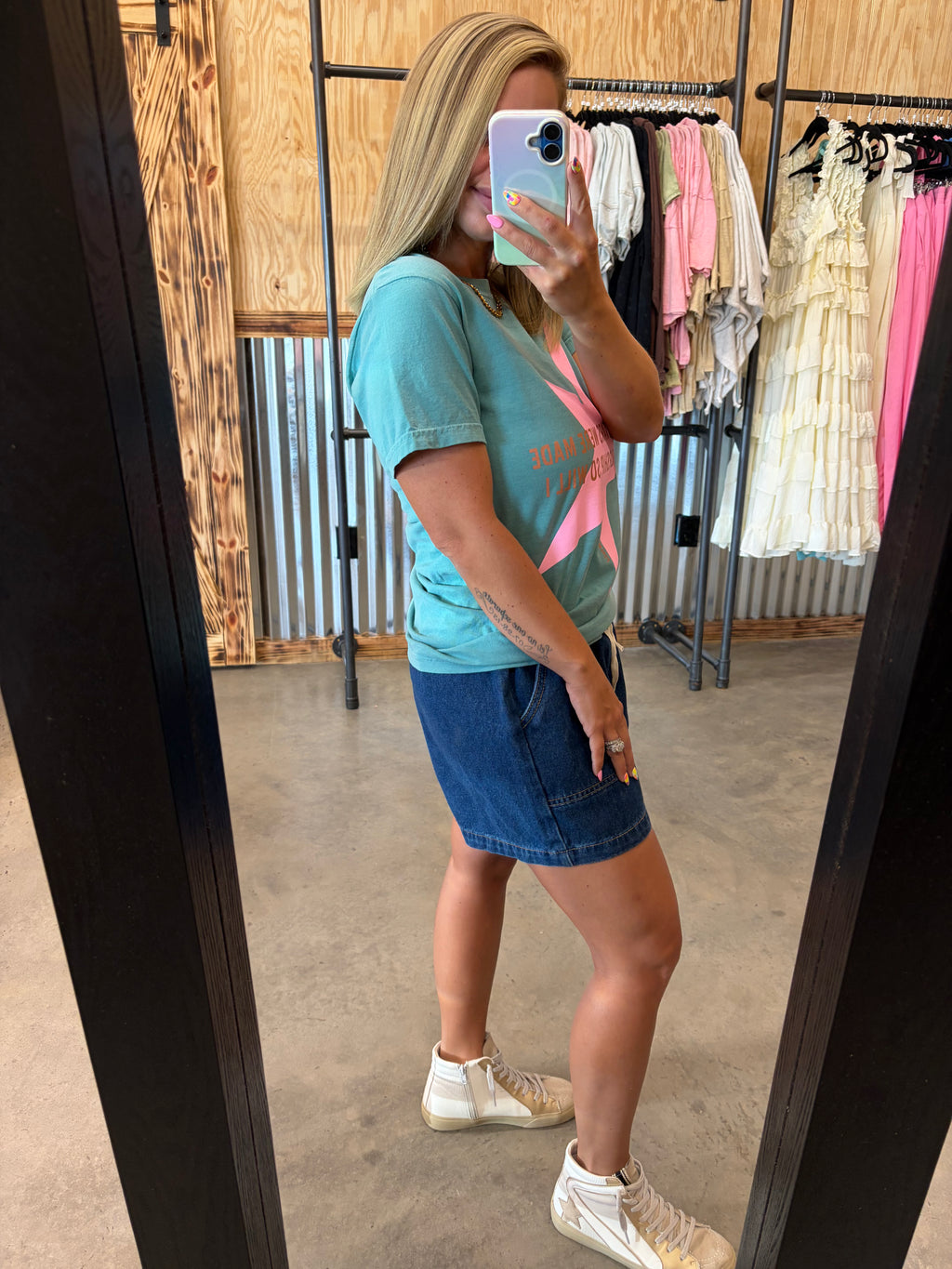 Dark Denim Shorts w/ Drawstring