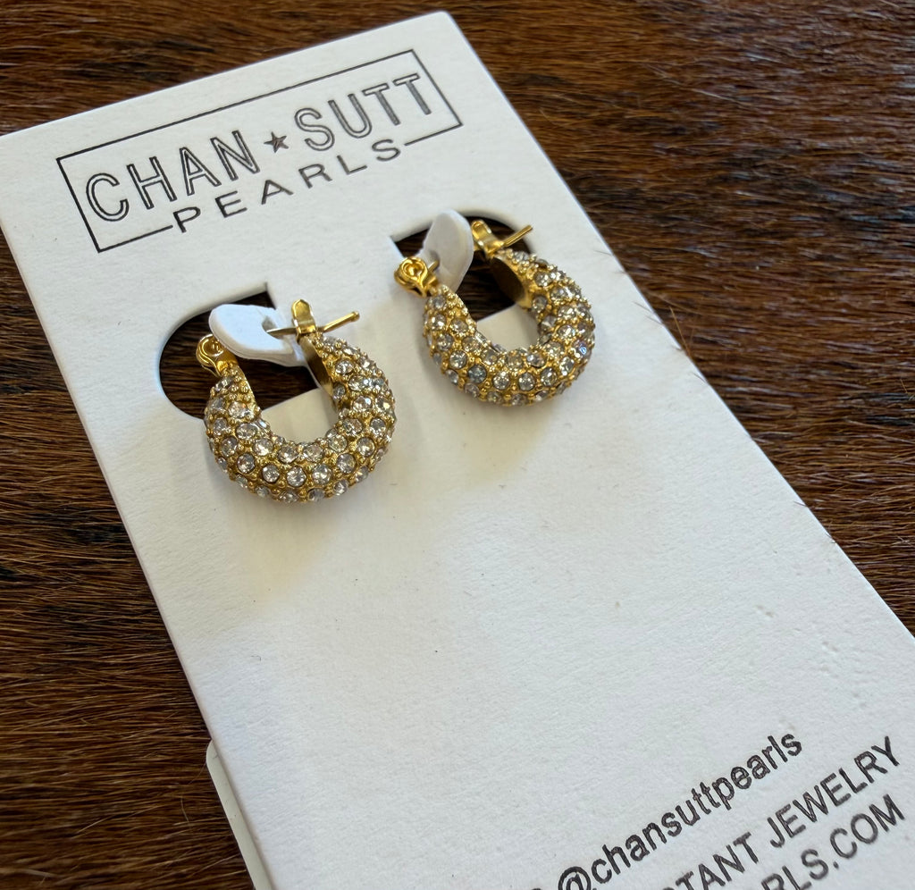 Chansutt Pearls Small Diamond Hoops