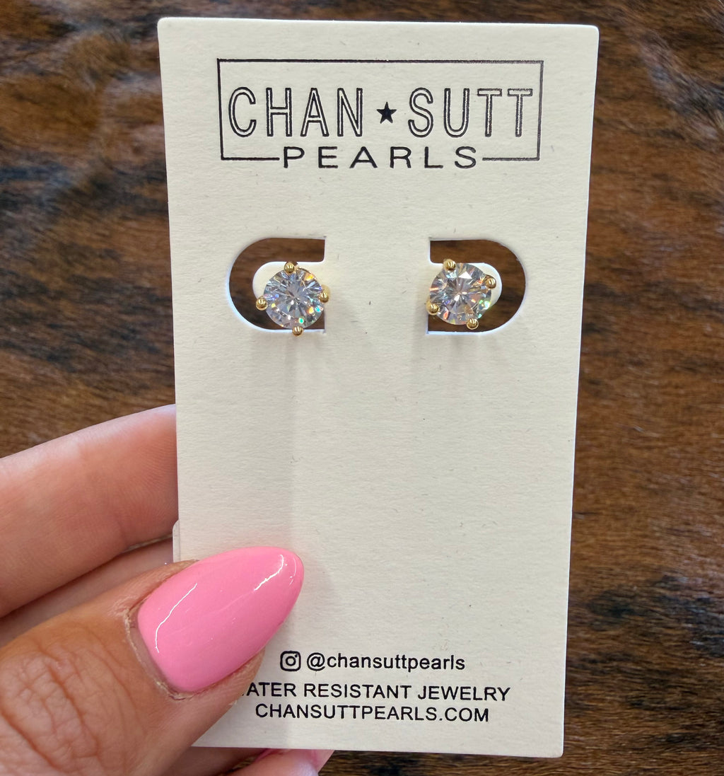 Chansutt Pearls Gold Diamond Studs
