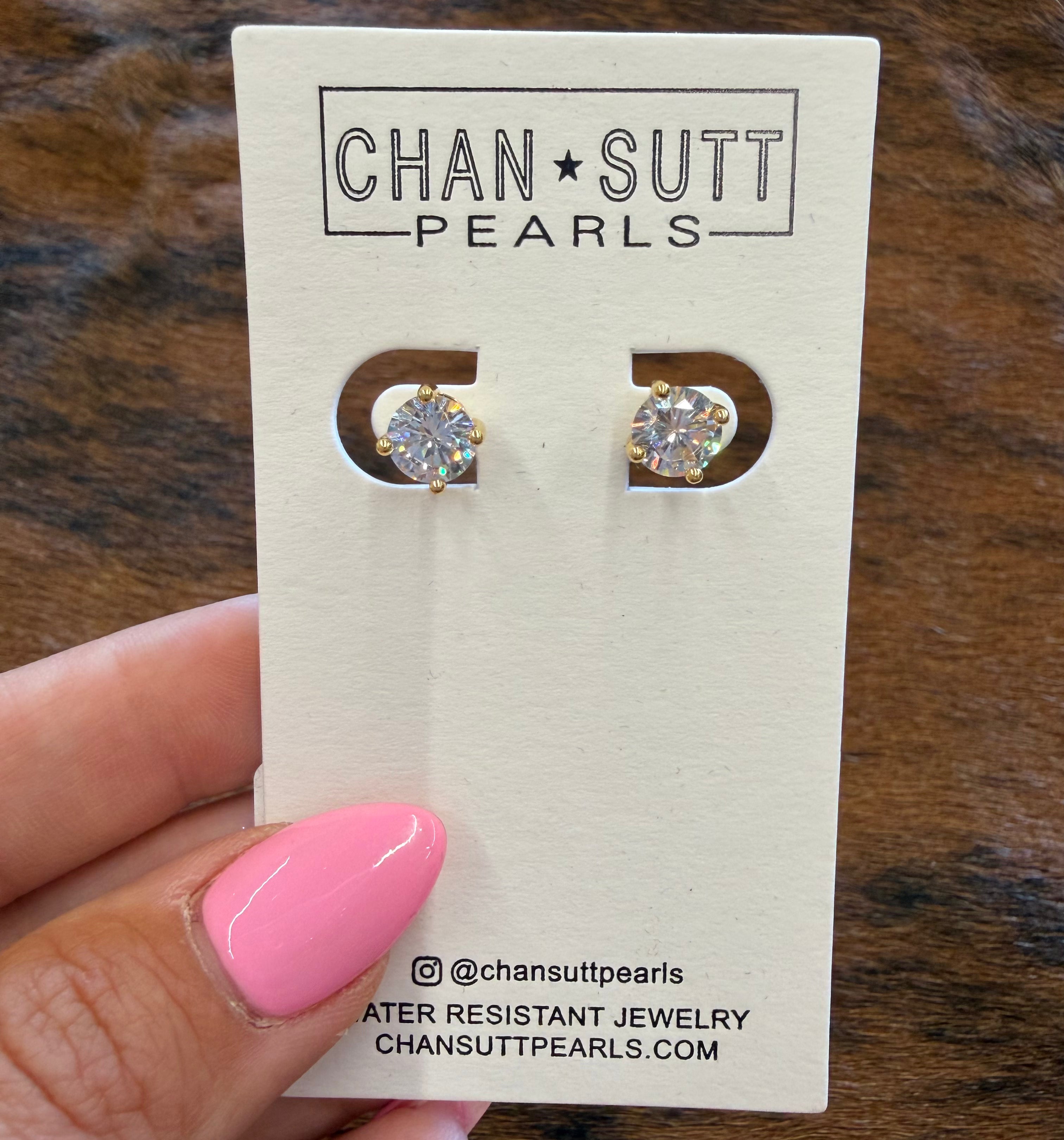 Chansutt Pearls Gold Diamond Studs