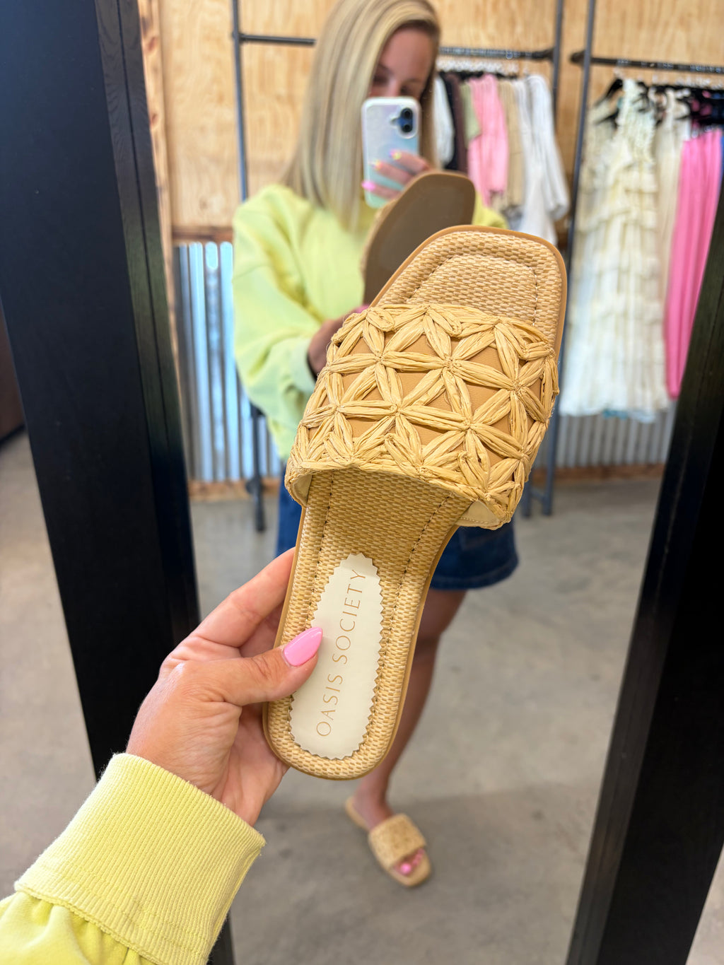 Natural Raffia Slides