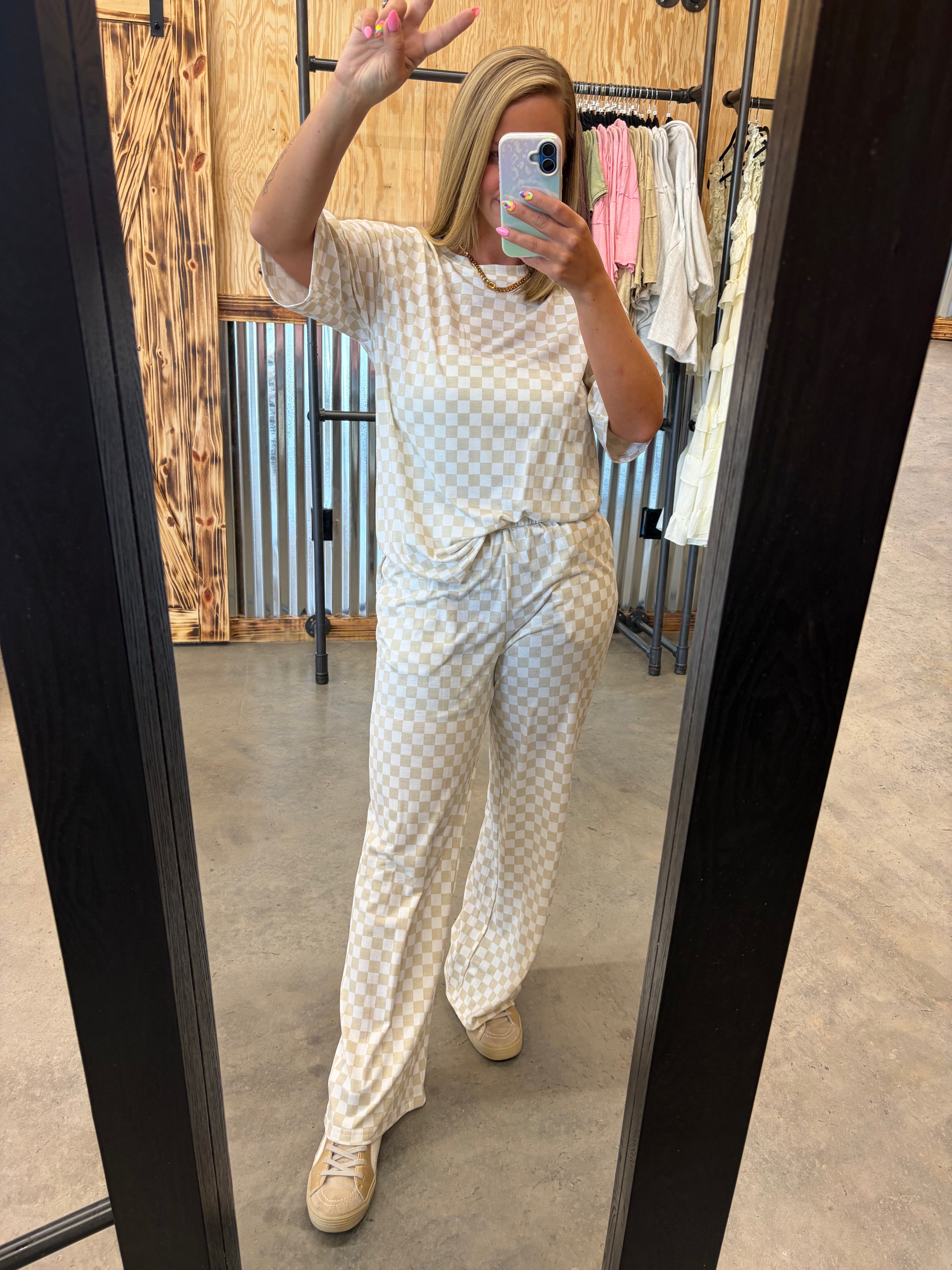 Checkered Print Lounge Set