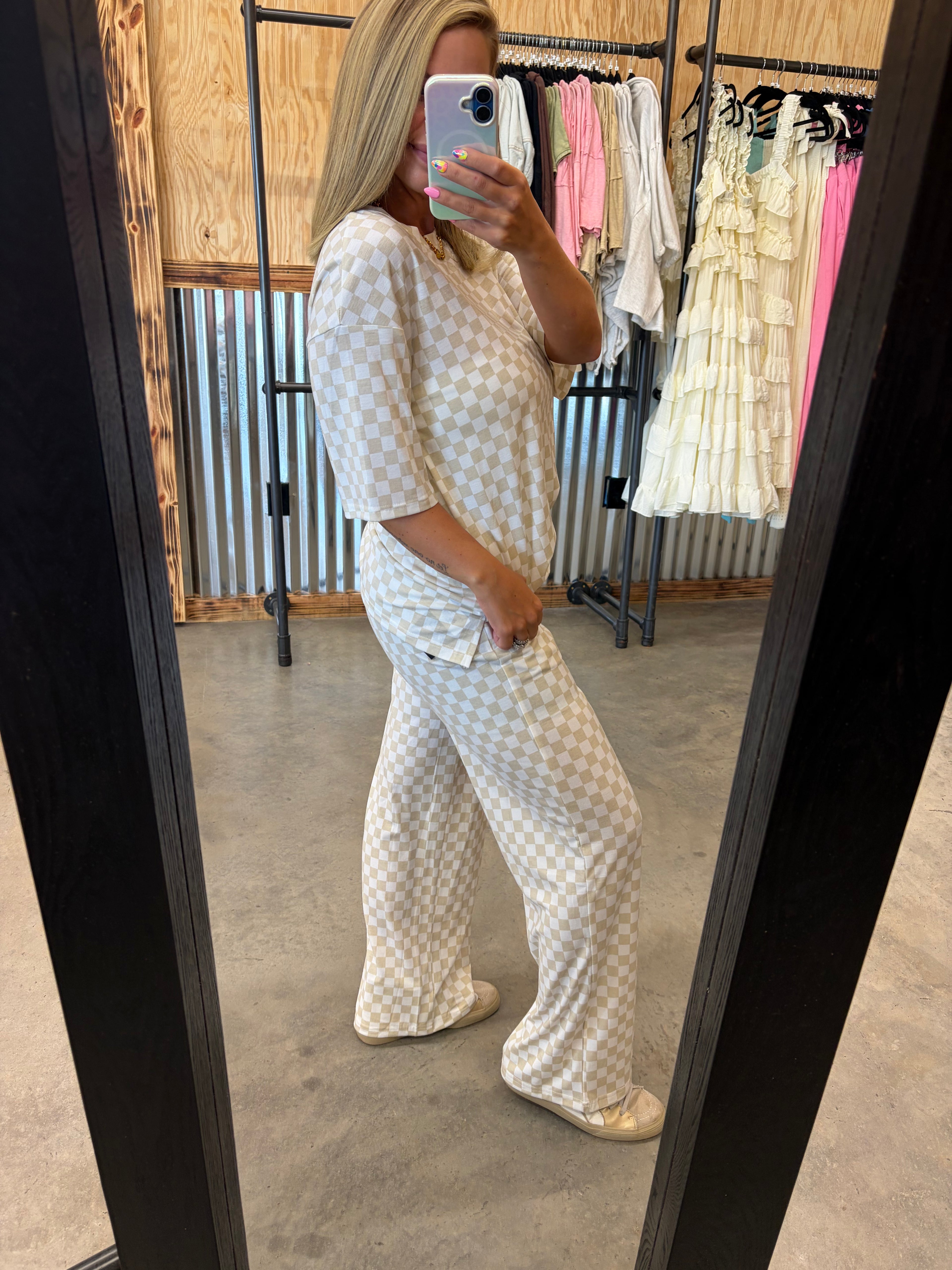 Checkered Print Lounge Set