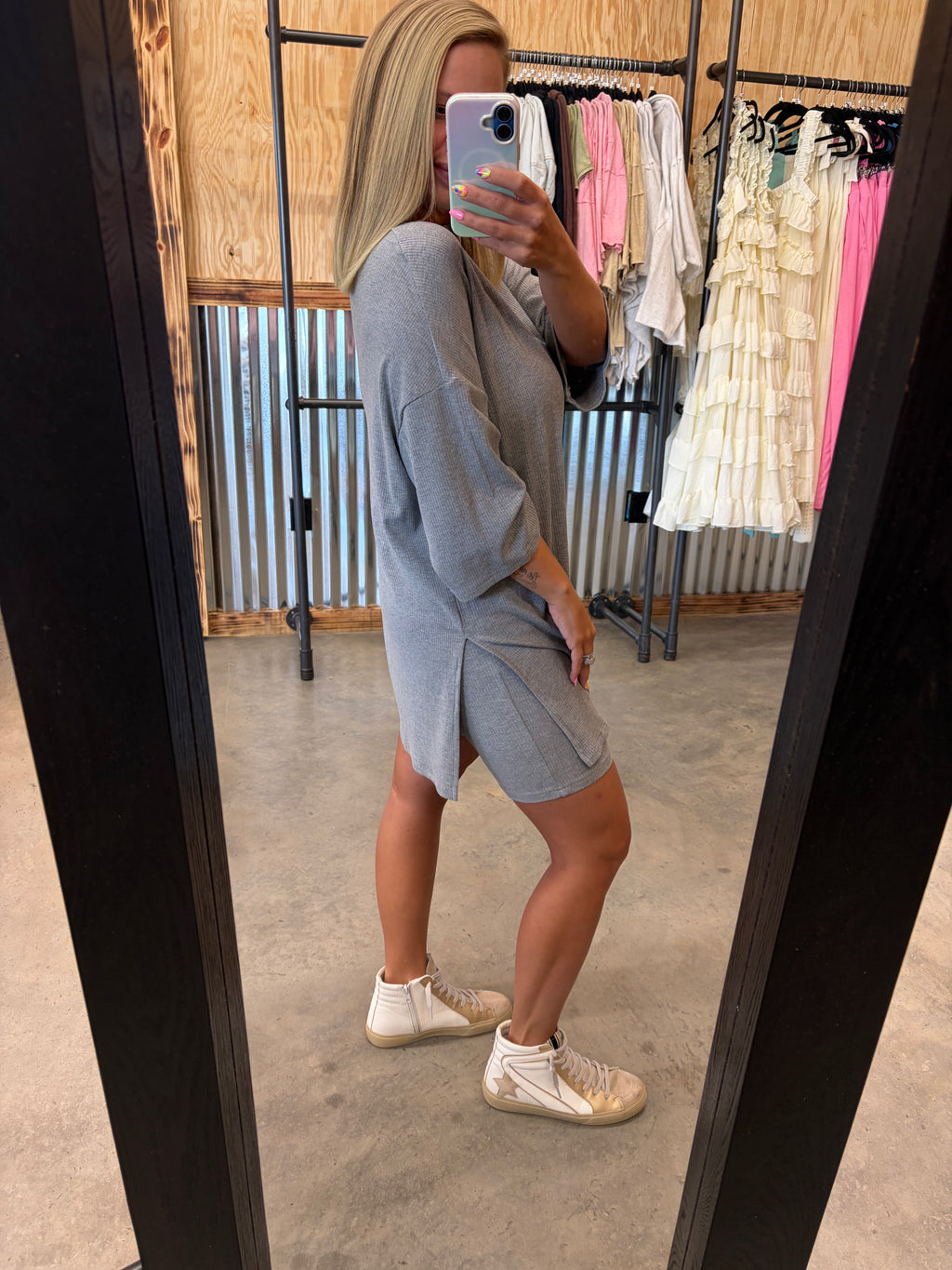 Ribbed Oversized Tee & Biker Short Set